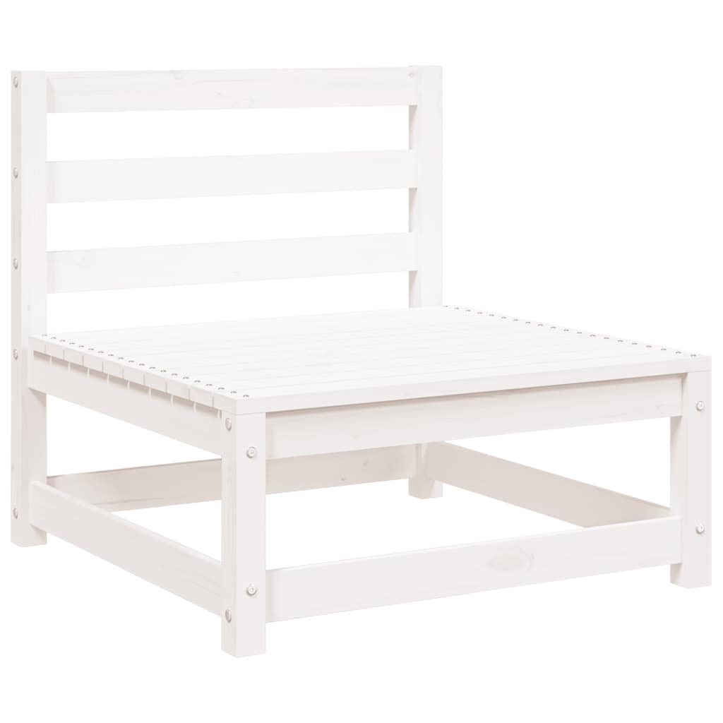 Garden Sofa 3-Seater White Solid Wood Pine